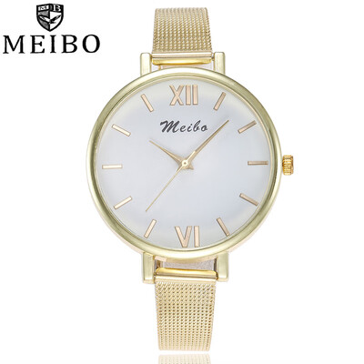 

MEIBO Dropshipping Women Wristwatches Fashion Thin Stainless Steel Luxury Womens Steel Quartz Watches Relogio Feminino Hot 533