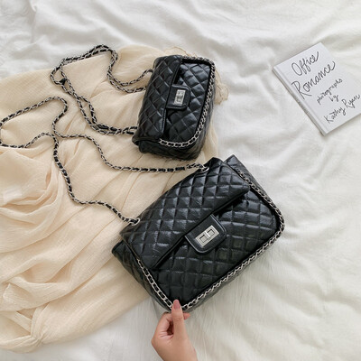 

Qiao Bani 2019 European&American style fashion simple solid color rhombic chain bag street shoot trend single shoulder diagonal handbag