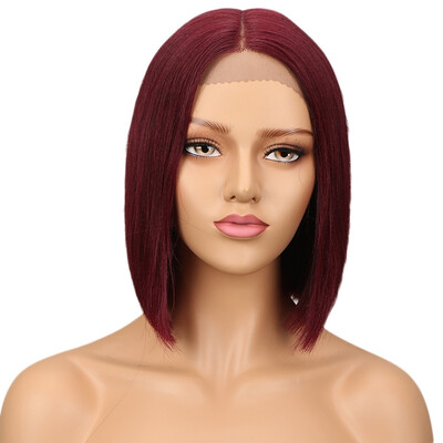 

Noble Human Hair Lace Front Wigs For Women Brazilian Remy Hair Straight Short Bob Wig Pre Plucked Black Brown wig free shipping