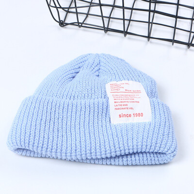 

Pasted letter original tide brand melon skin wool hat sailor short rogue retro Han hip hop ins knitted hat