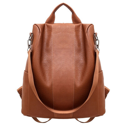 

Genuine Leather Backpack Women Backpacks Leather Fashion Shoulder Bag Luxury Brown Anti Thief Bag