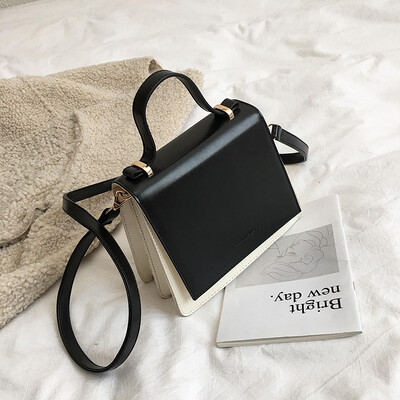 

Bag female 2019 new chic Korean fashion wild texture contrast color casual shoulder bag shoulder saddle bag