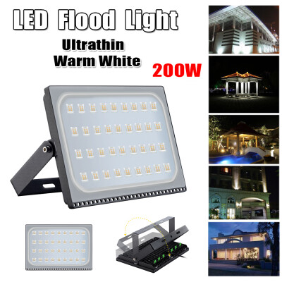 

200W Outdoor LED Flood Light Warm White Yard Garage Street Security Lights