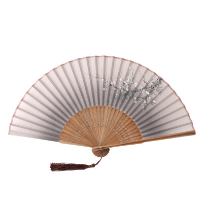 

Lace Bamboo Handheld Folding Fans White Plum Flower Pattern Fans For Girls Women