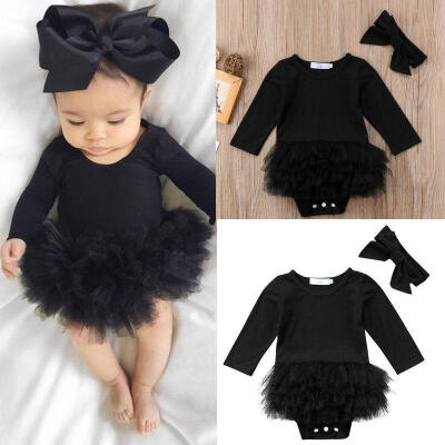 

Newborn Baby Girls Infant Romper Jumpsuit Bodysuit Clothes Hairband Outfit Set