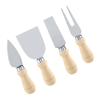 

Greensen 4PCSSet Stainless Steel Cheese Knives Set Wooden Handle Cheese Cutting Knife Slicer Cutter Set