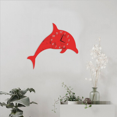 

〖Follure〗Mirror Surface Dolphin Wall Sticker DIY Mirror Wall Clock