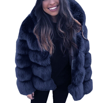 

Toponeto Women Faux Mink Winter Hooded New Faux Fur Jacket Warm Thick Outerwear Jacket