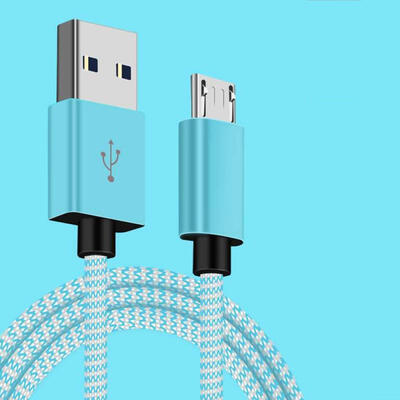 

1M Double Elbow USB Data Cable Mini 90 Degree Nylon Braided No Winding Fast Charging Line For Android -1m