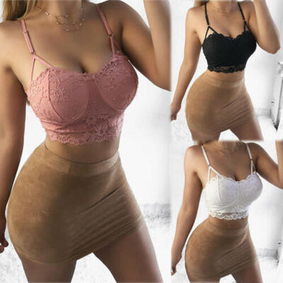 

Fashion Womens Sexy Sleveeless Bra Vest Solid Lace Cocktail Club Top