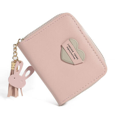 

Cute Heart Pattern Coin Purse Women Zipper Wallet Card Holder Short Clutch