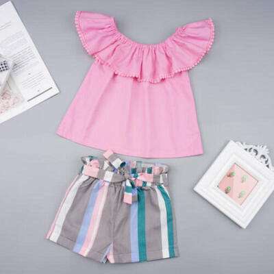 

2PCS Toddler Kid Baby Girl Summer Clothes T-shirt TopsShorts Pants Outfits Set