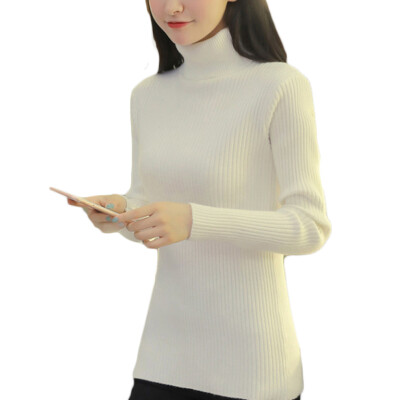 

Women Fashion Solid Color Long Sleeve Turtle Neck Slim Fit Pullover Sweater