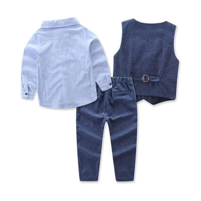 

Gentleman Style Toddler Kid Boy Cotton Shirt Vest Bowtie Clothes Suit