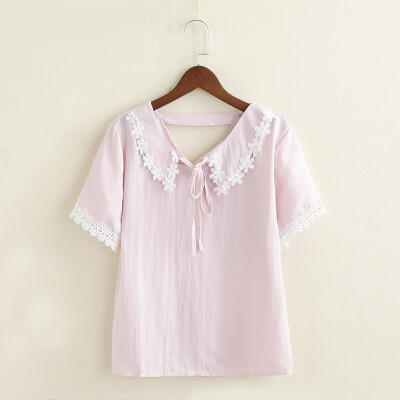 

Women Shirt fresh cute doll collar loose cotton shirt White Shirt Cute Mori Girl Style For Ladies