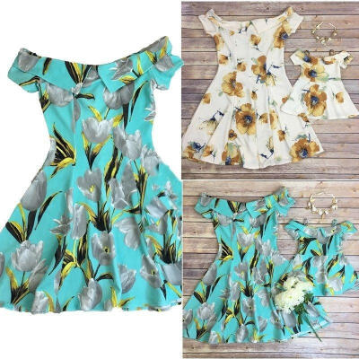 

Mother Daughter Women Girls Summer Party Dress Family Matching Outfits Clothes