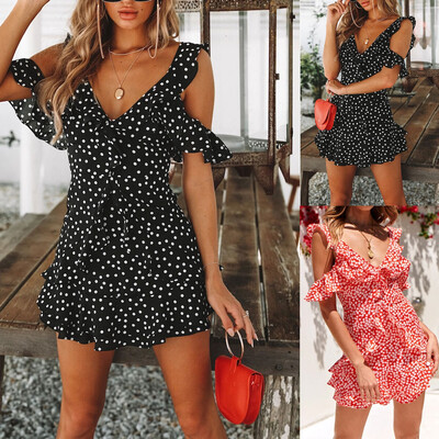 

Boho Womens Sleeveless VNeck Floral Sundress Ladies Summer Beach Shirt Dress