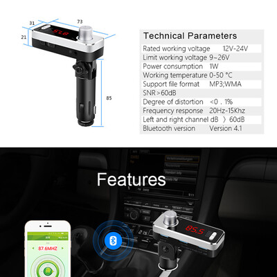 

Car Use Wireless Stereo Bluetooth 41 Hands-free Car Kit w Mic Talking & Music Streaming Dongle Receiver w 21A Three USB Car Ch