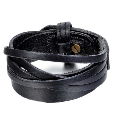 

Punk Leather Wrap Cuff Bangle Bracelet Men Women Wristband Unisex Jewelry