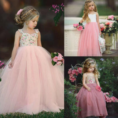 

Toddler Kids Baby Girl Flower Dress Lace Tulle Party Bridesmaid Pageant Dresses
