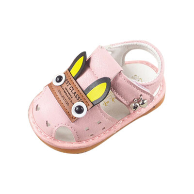 

Summer Baby Girl Cute Leather Crib Shoes Toddler Baby New Cartoon Boys Girls Sandals With Sound Soft-Soled Baby Shoe Sandals