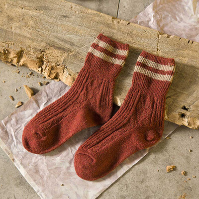 

New Womens Cashmere Wool Thick Warm Socks Winter Fashion Striped Design