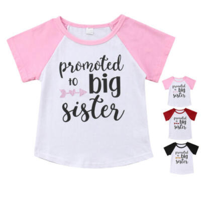 

Girls T-shirt Tops -Promoted to big sister- Children Kids Girls Short Sleeve Tee