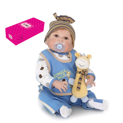 

Decdeal Reborn Baby Doll Silicone Full Body 22 inch Lifelike Baby Dolls Cute Bath Dolls Birthday Shower Gifts with Pink Dress