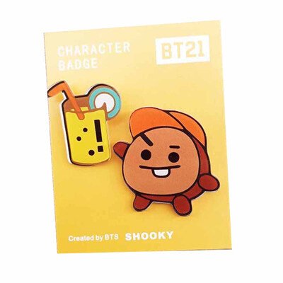 

2 Pcs Set KPOP BTS Same paragraph Cartoon Acrylic Badge Set Super Cute Brooch Bag Pendant