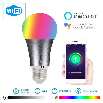 

2190 Smart WIFI LED Bulb WIFI Light RGB Multicolor LED Bulb 9W E2627 Dimmable Light Phone Remote Control Compatible with Alexa Go