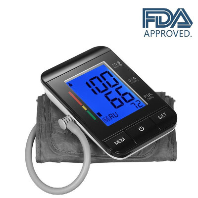 

AlphagoMed LCD Upper Arm Blood Pressure Monitor with Cuff Digital Sphygmomanometer Pulse Rate2 User Mode90 Data MemoryIHB Indic