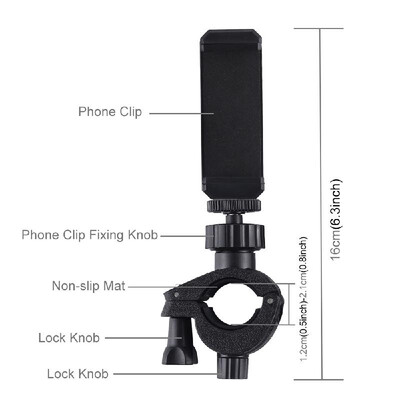 

PULUZ Cell Phone Clip Holder Smartphone Clamp Bracket Phone Stand Compatible with Most Mobile Phones