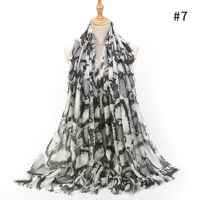 

2018 cotton retro line small clear new graffiti butterfly print cotton&linen scarf scarves dual-use wild models