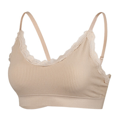 

Women Bra Lace Wrapped Chest Beauty Back Anti-light Hanging With Chest Pad Thread Cotton Bra