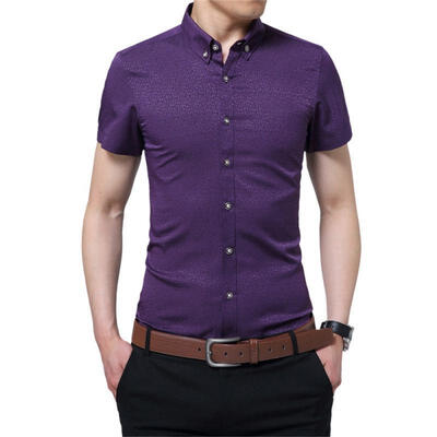 

Elegant Slim Fit Shirt Casual Short Sleeve Shirts Summer Tops For Men
