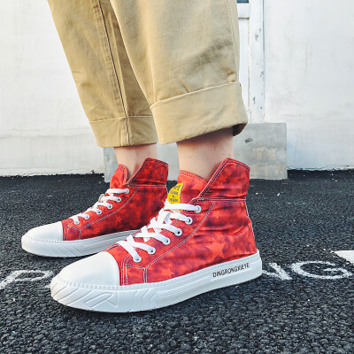 

Autumn mens shoes summer yellow high-top canvas shoes graffiti hand-painted high-top two-piece shoes new tide shoes