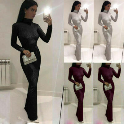 

Womens Long Sleeve Bandage Bodycon Evening Party Cocktail Club Long Maxi Dress