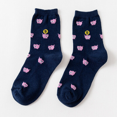 

New Fashion Women Cotton Cute Socks Cartoon Cat And Dogs Paws With Dots Happy Funny Socks Woman