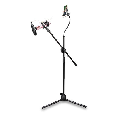 

Microphone Tripod Stand Bracket Supporter with Shock-proof Mount Mic Filter Mobile Phone Holder for Podcast Broadcast Chatting Mee