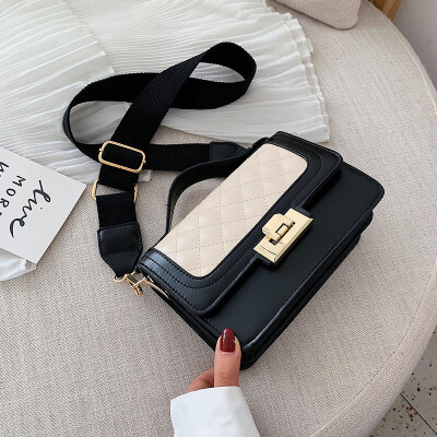 

Qiao Bani 2019 new South Korea Dongdaemun fashion simple contrast color wild flip bag shoulder diagonal PU handbag