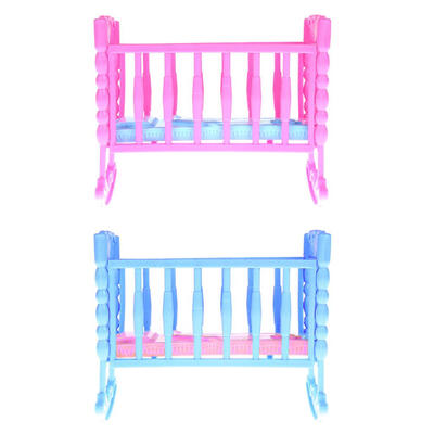 

Mini Furniture Rocking Cradle Bed for Girls 12cm Doll Toys Random Color