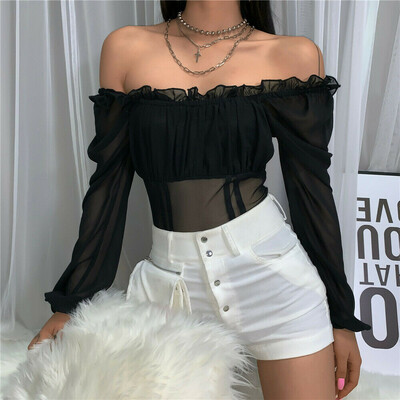 

Hot Women Off Shoulder Short Romper Jumpsuit Stretch Bodysuit Leotard Top Blouse