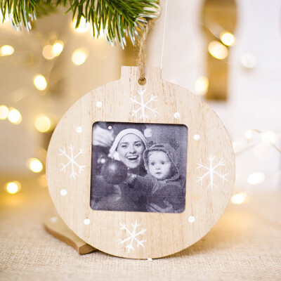 

Gobestart Wooden Christmas Photo Frame Decorations Photo Ornament Table Ornaments Pendant