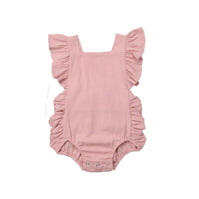 

Newborn Baby Girl Rompers Jumpsuits For Girls Clothes Summer Ruffled Solid Color Sleeveless Backless Romper Jumpsuit Outfit