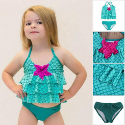 

Toddler Kid Girl Cute Scale Perlage Tutu Swimwear Ruffle Skirt Swimsuit Clothes