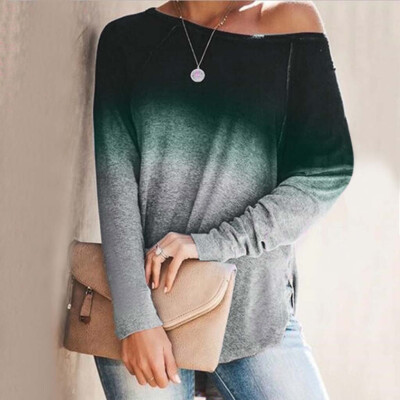 

Tailored New Womens Fashion Autumn And Winter Gradual Color Backless Off-Shoulder Shirt