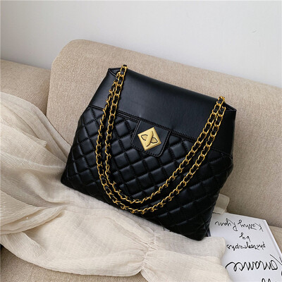 

Qiao Bani 2019 new European&American style fashion simple street shoot size rhombic chain bag shoulder diagonal cross tide handbag