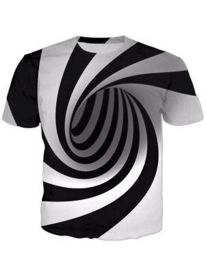 

New Men\s 3D Swirl Print Short Sleeve T-Shirt