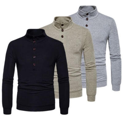 

Men Casual Slim Fit Jumper Sweatshirt Turtleneck Cotton Pullover Sweater Basic Tops