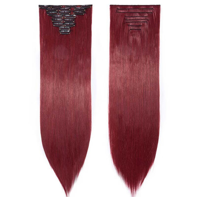 

Full Head Clip Synthetic in Hair Extensions 8 Piece 18 Clips Hairpiece Long Wave Curly Straight for Women